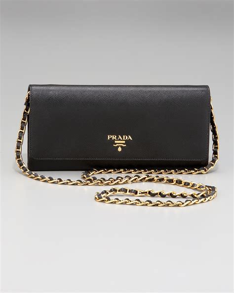 prada chain leather wallet|prada wallet black woman.